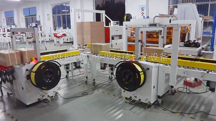 How can automated packaging equipment be used to achieve “grid-style” (crisscross) strapping of cartons?