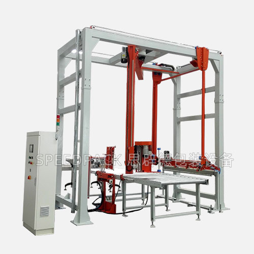 Fully Automatic In-Line Rotary Arm Stretch Wrapper with Top Sheet Covering System