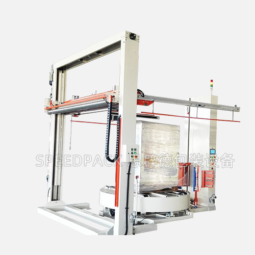 Fully Automatic In-Line Turntable Stretch Wrapper with Integrated Top Sheet Dispenser
